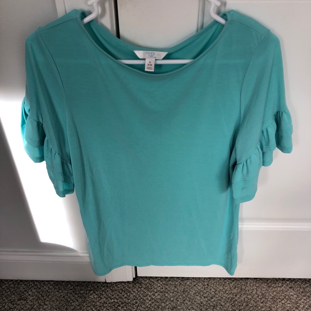 Blue Ruffled Sleeve Shirt - Picture 3 of 3